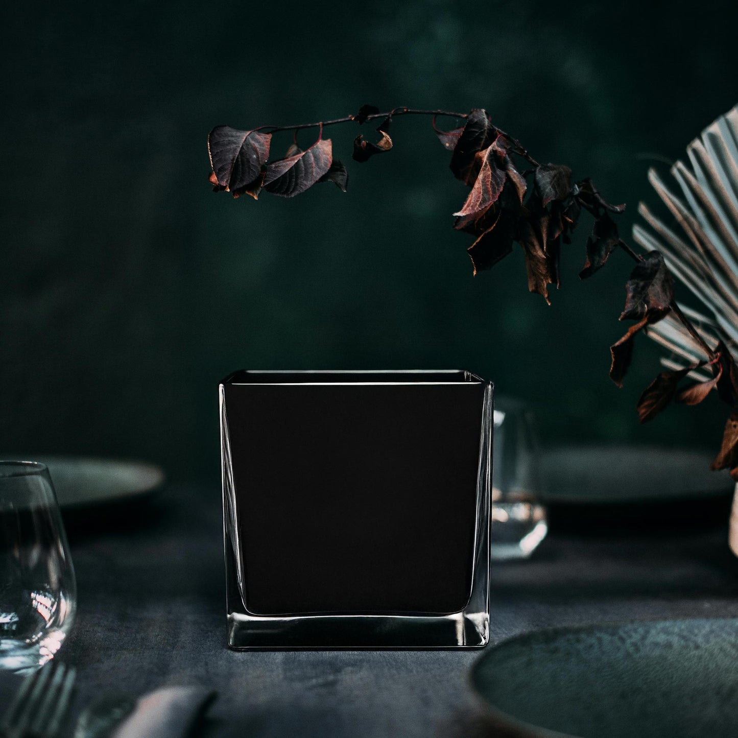 Black Square Glass Candle Jar