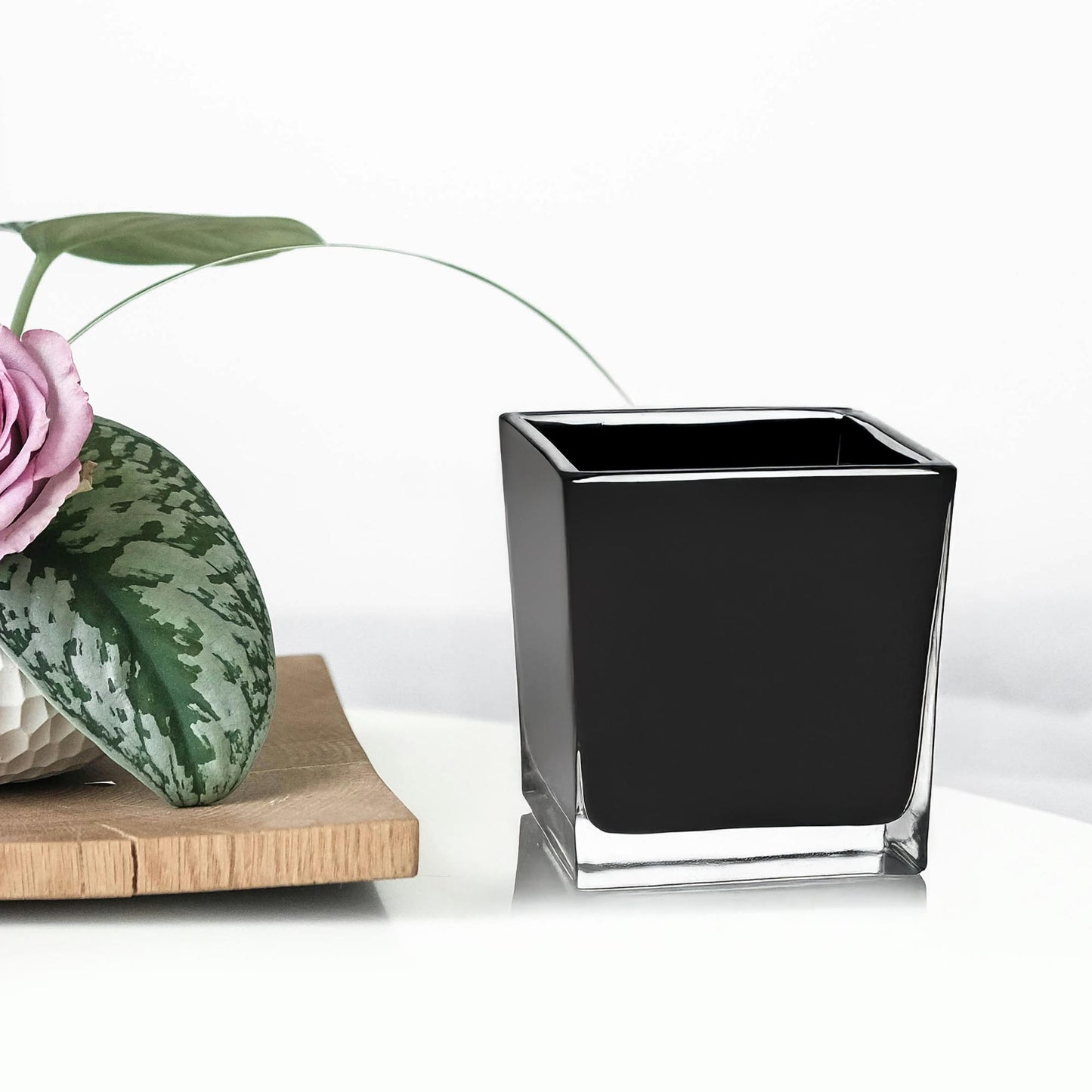 Black Square Glass Candle Jar
