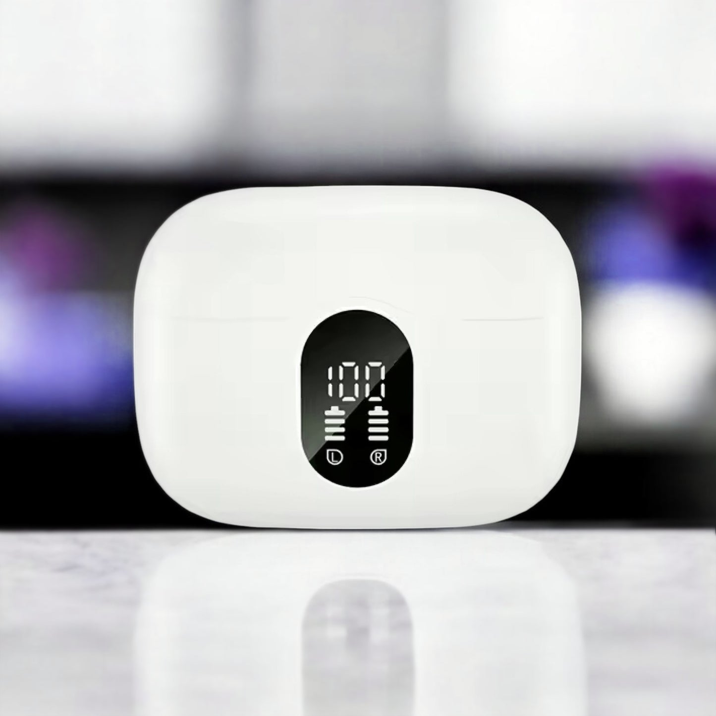 White NC A90pro LED headphones Active Noise Cancelling On A Stand