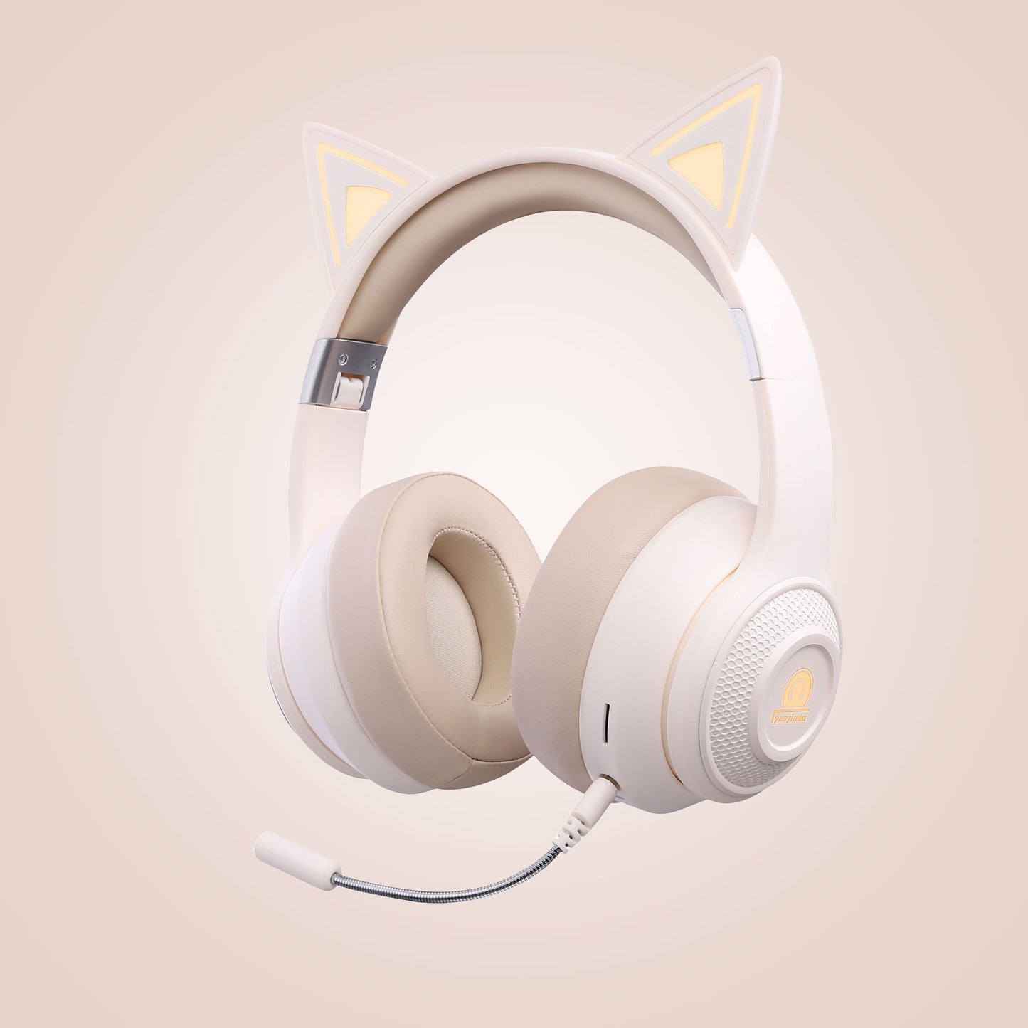 Beige Cat Bluetooth Headphones
