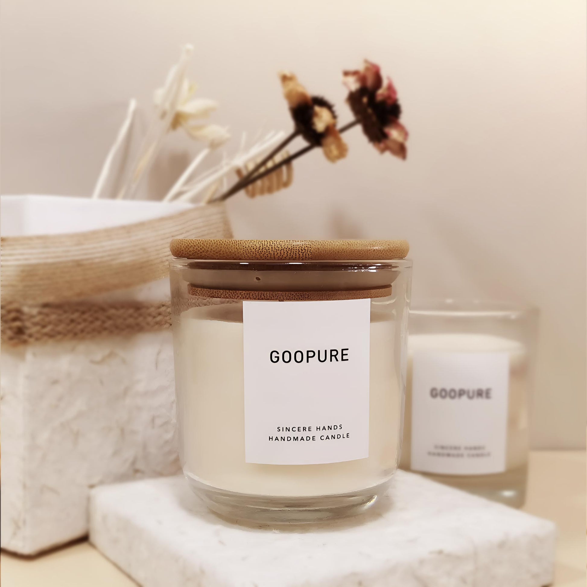 Clear Glass Candle Jar with Bamboo Lid