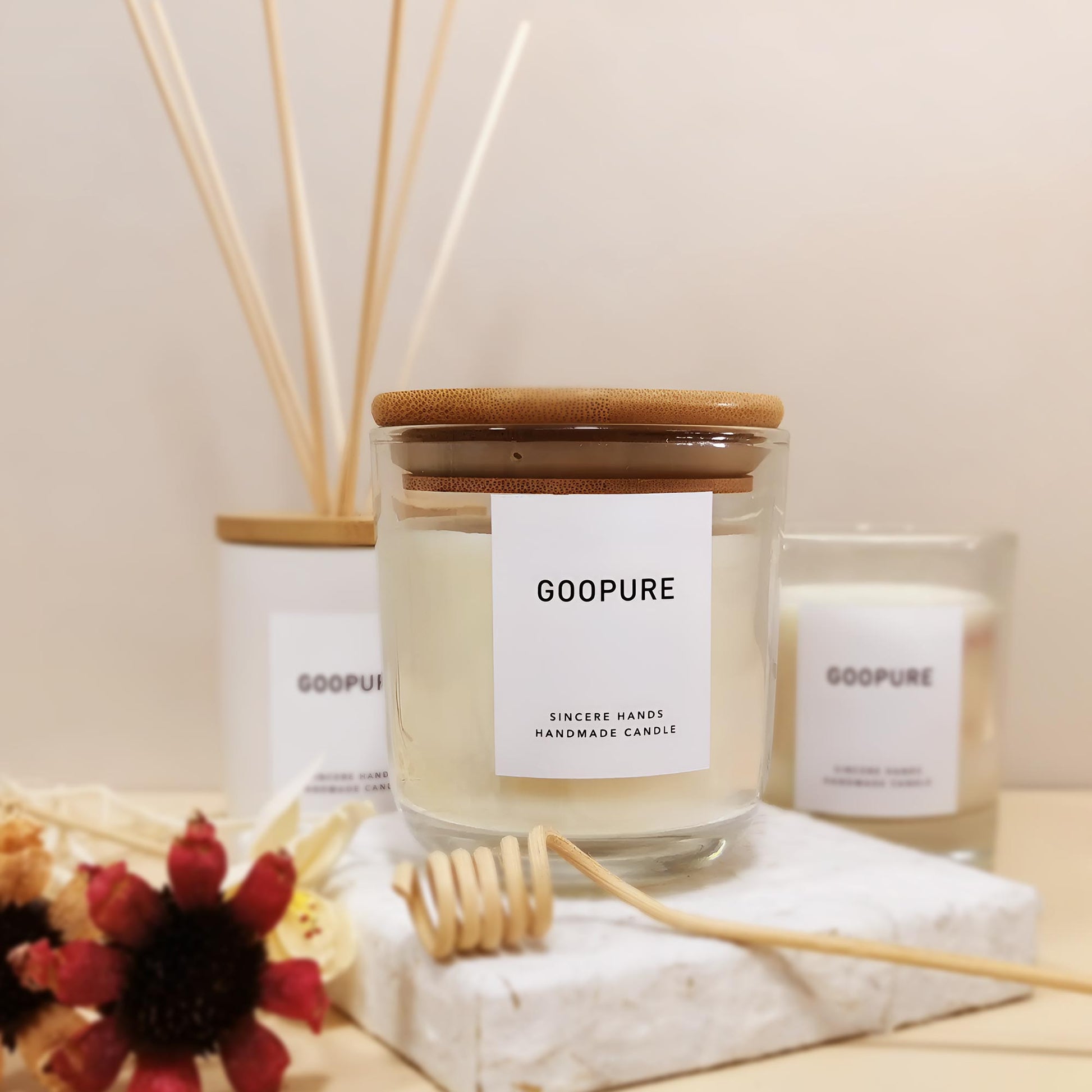 Clear Glass Candle Jar with Bamboo Lid