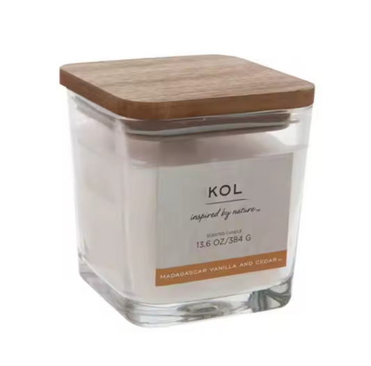 Clear Square Glass Candle Jars with Bamboo Lid