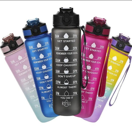 Motivational Tritan 1L Sports Water Bottle with time marker